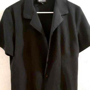 Briggs New York Petite Button Down Short Sleeve Blouse (Retro)